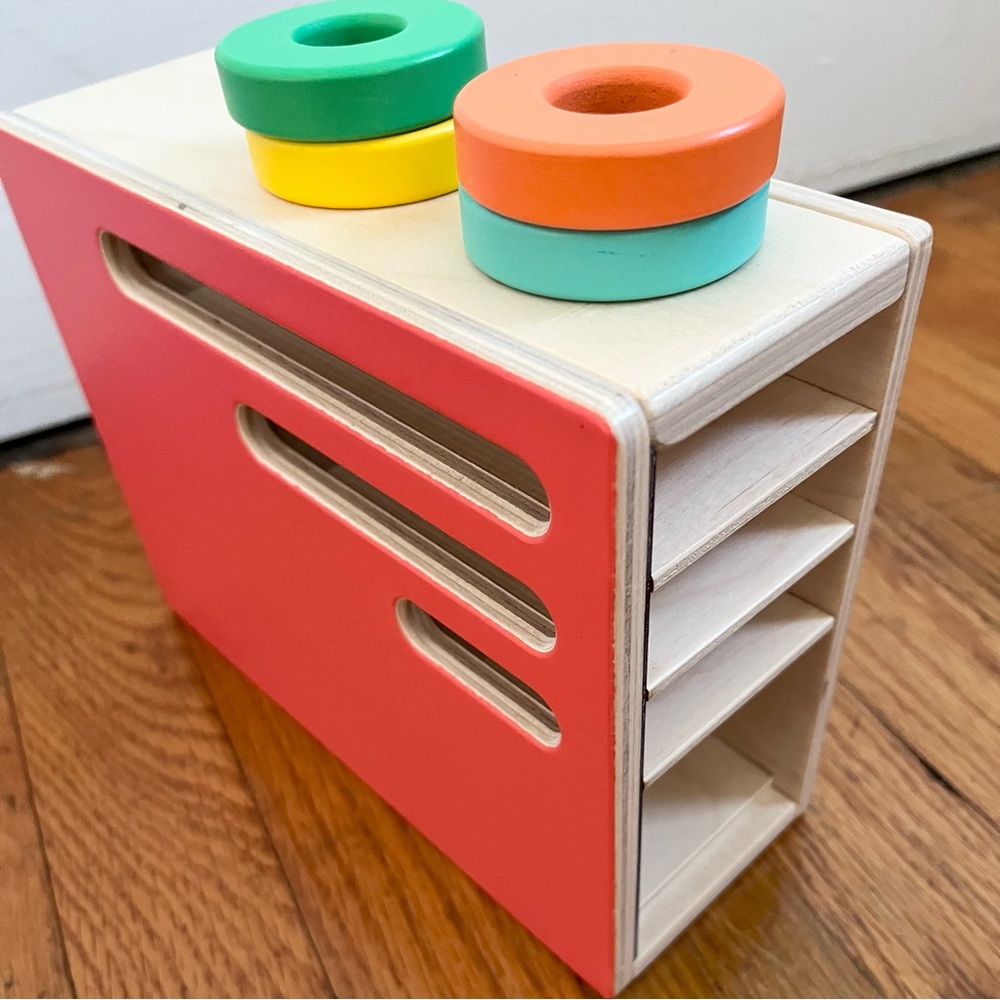 Lovevery Ring Chute Count and Slide Fine Motor Montessori Wood Toy Baby/Toddler